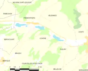 Poziția localității Contre