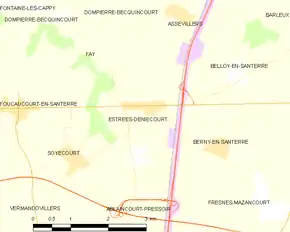 Poziția localității Estrées-Deniécourt