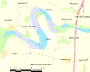 Poziția localității Frise