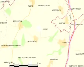 Poziția localității Ginchy