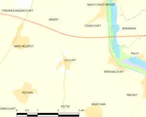 Poziția localității Licourt