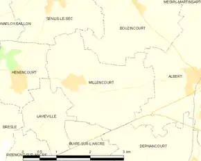 Poziția localității Millencourt