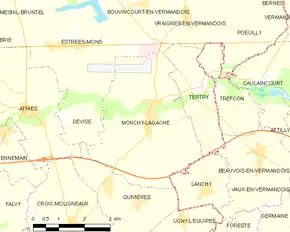 Poziția localității Monchy-Lagache