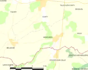 Poziția localității Monsures