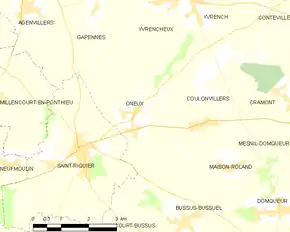 Poziția localității Oneux