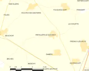 Poziția localității Parvillers-le-Quesnoy