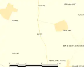 Poziția localității Potte