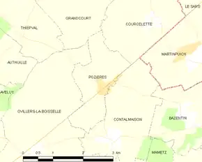 Poziția localității Pozières