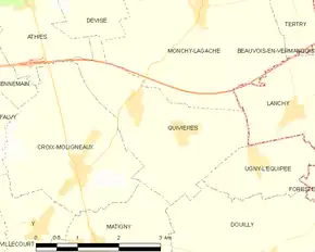 Poziția localității Quivières