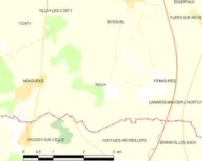 Poziția localității Rogy