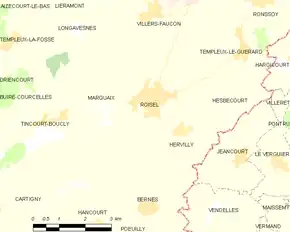 Poziția localității Roisel