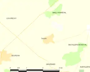 Poziția localității Thory