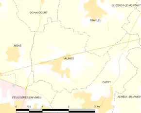 Poziția localității Valines