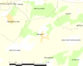 Poziția localității Vergies