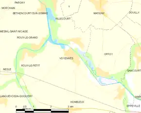 Poziția localității Voyennes