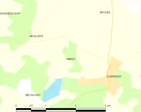 Poziția localității Warsy