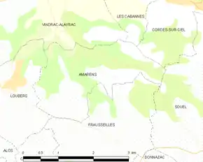 Poziția localității Amarens
