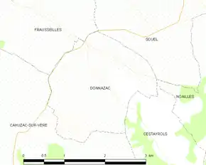 Poziția localității Donnazac