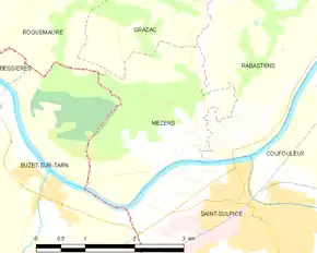 Poziția localității Mézens