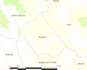 Poziția localității Milhavet