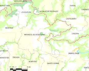 Poziția localității Mirandol-Bourgnounac