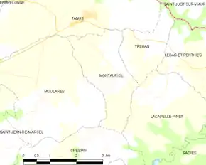 Poziția localității Montauriol