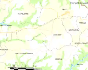 Poziția localității Moularès