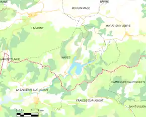 Poziția localității Nages