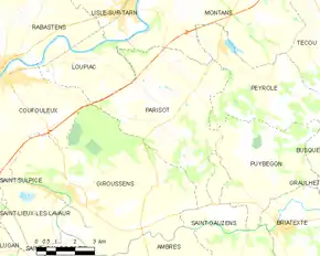 Poziția localității Parisot