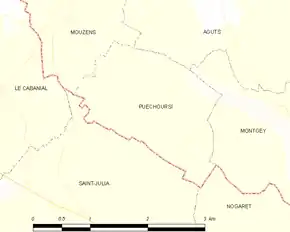 Poziția localității Puéchoursi