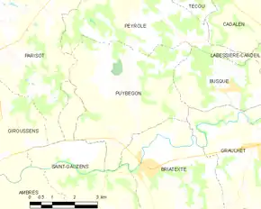 Poziția localității Puybegon