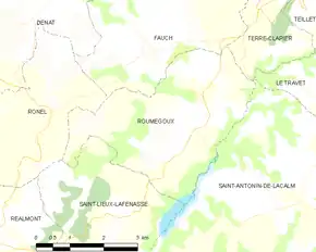 Poziția localității Roumégoux