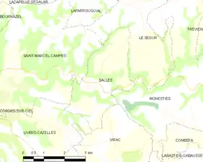 Poziția localității Salles
