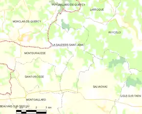 Poziția localității La Sauzière-Saint-Jean