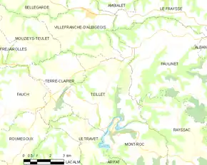 Poziția localității Teillet