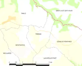 Poziția localității Tréban