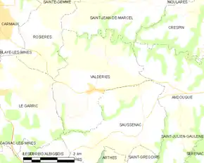 Poziția localității Valderiès