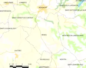 Poziția localității Vénès