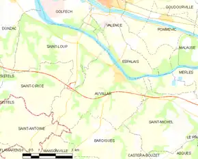 Poziția localității Auvillar