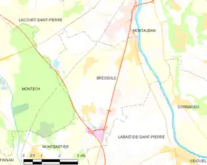 Poziția localității Bressols