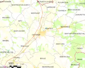 Poziția localității Caussade