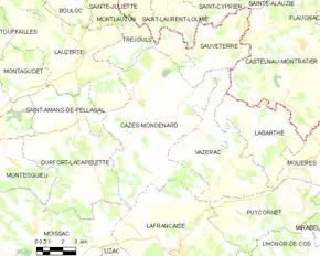 Poziția localității Cazes-Mondenard