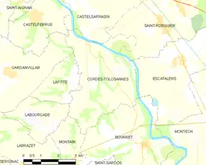 Poziția localității Cordes-Tolosannes