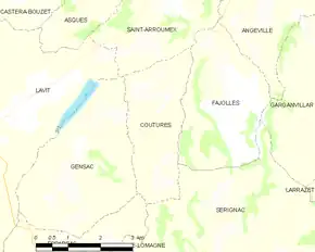 Poziția localității Coutures