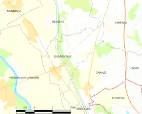 Poziția localității Dieupentale