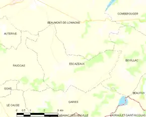 Poziția localității Escazeaux