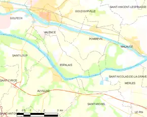 Poziția localității Espalais