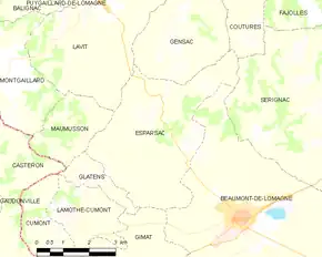 Poziția localității Esparsac