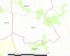 Poziția localității Fabas