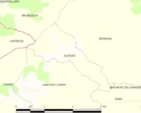 Poziția localității Glatens